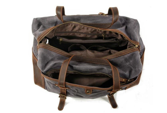 Womens Canvas Leather Weekender Bag Mens Luggage Travel Duffel