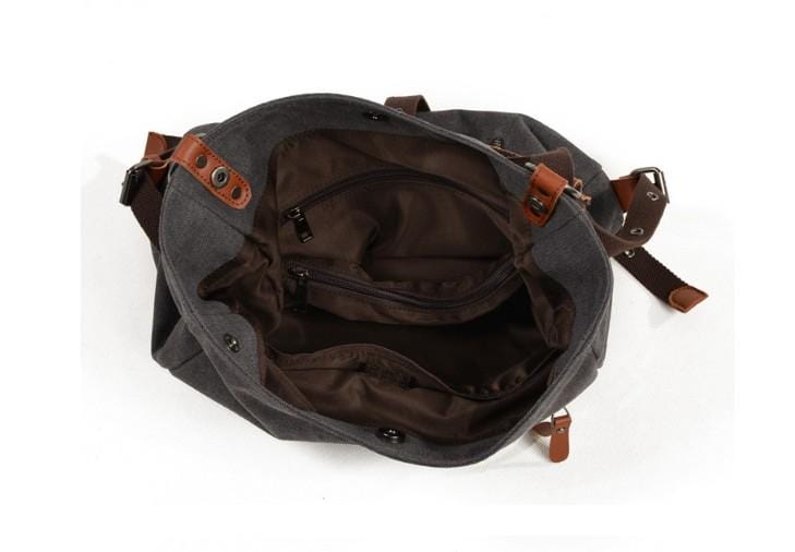 Women's Waxed Canvas Tote Shoulder Bag with Leather Handles