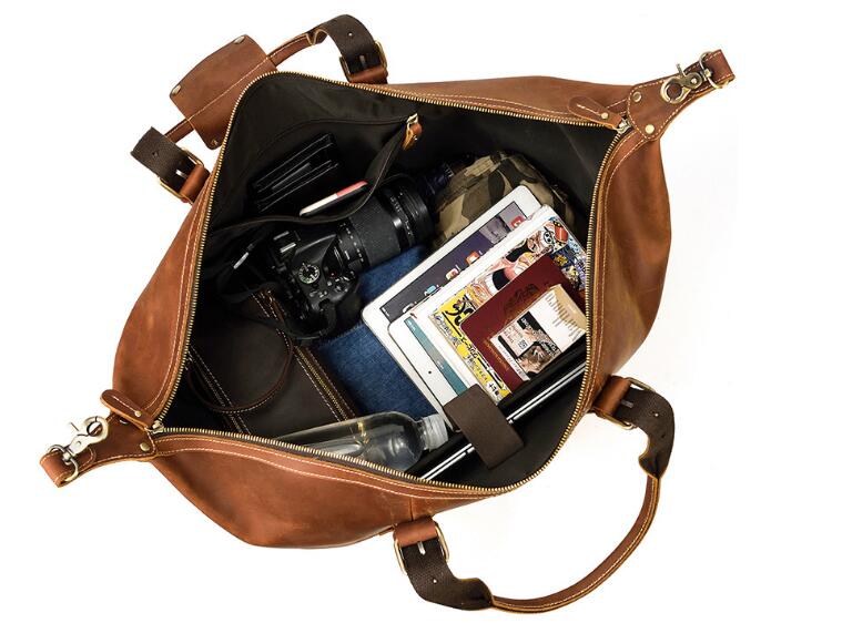 Weekend Zippered Men's Leather Duffle Bag