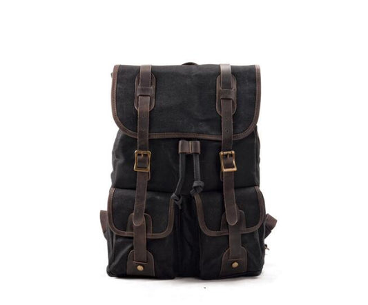 Women's Dark Canvas Backpack Bag Grey, Black