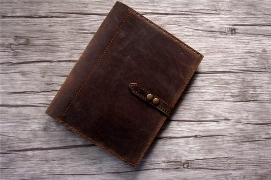 A5 Brown Leather 3 Ring Binders Portfolio Holder