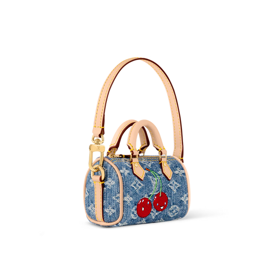 Micro Speedy Denim Cerise Bag Charm
