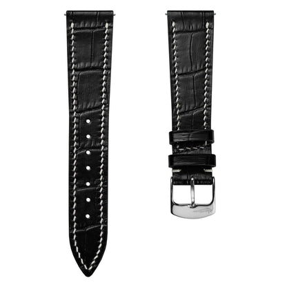 Arnm Handgefertigtes Kalbsleder-Armband mit Alligator-Design in Schwarz