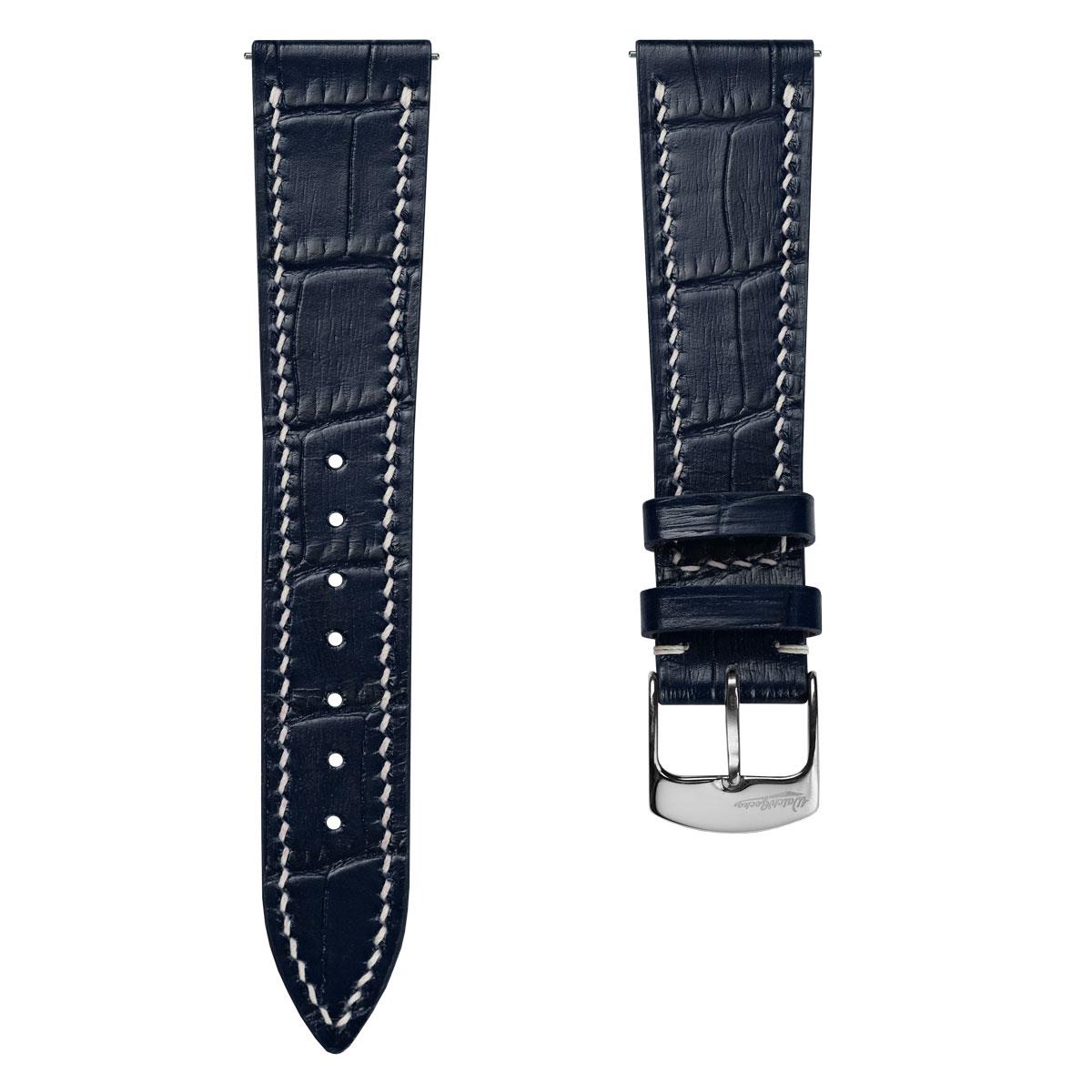 Arnem Handgefertigter Kalbsleder-Uhrenarmband mit Alligator-Design in Navy Blau