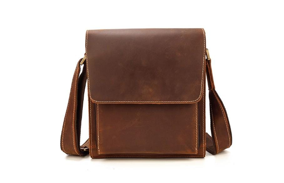 Womens Brown Leather Shoulder Bag Mens Satchel