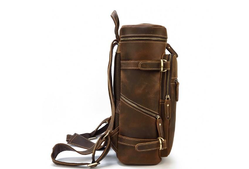 Womens Brown Leather Backpack Bag Mens Rucksack Purse