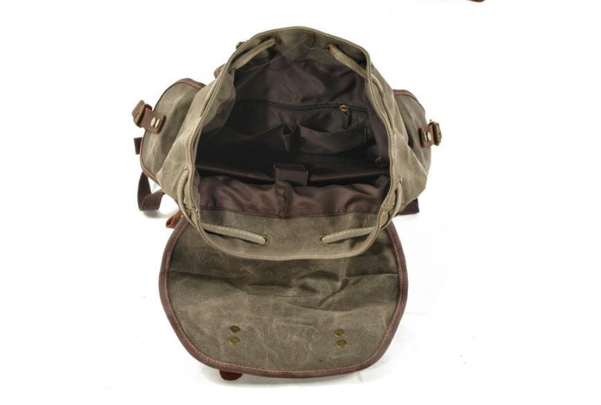 Army Green Womens Waxed Canvas Backpack Purse Bag