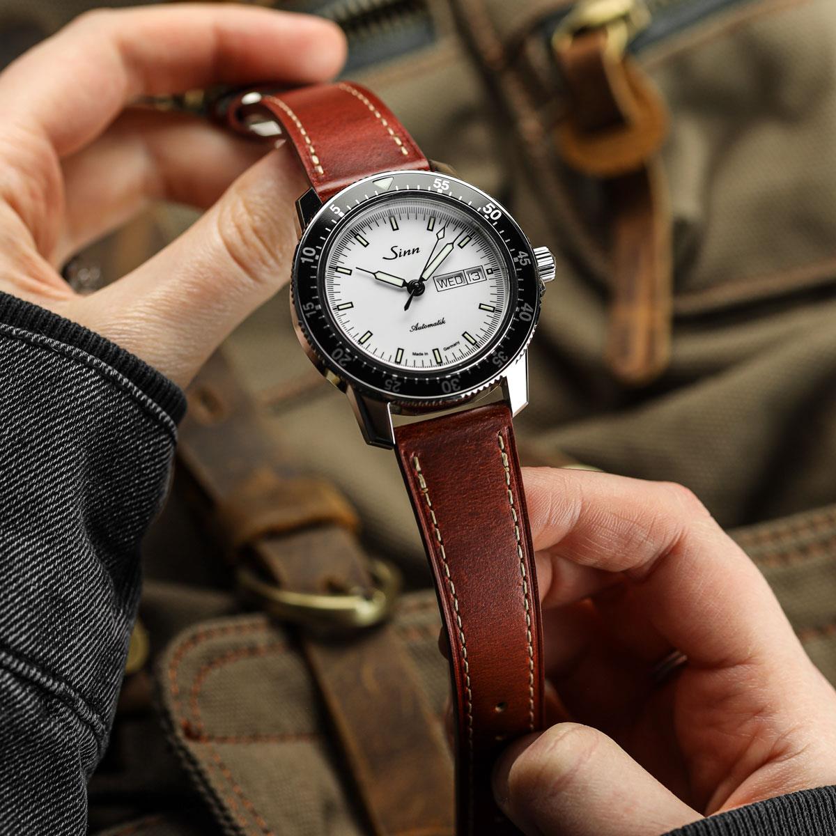 Armband aus echtem Leder für Brixham Flachuhr – zeitlos elegant in klassischem karamellbraun