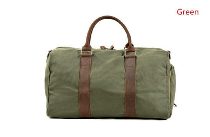 Womens Leather Waxed Canvas Travel Bag Mens Luggage Outdoor Duffel