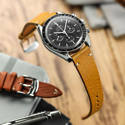 Badalassi Carlo Minerva Box Genuine Leather Watch Strap - Mustard