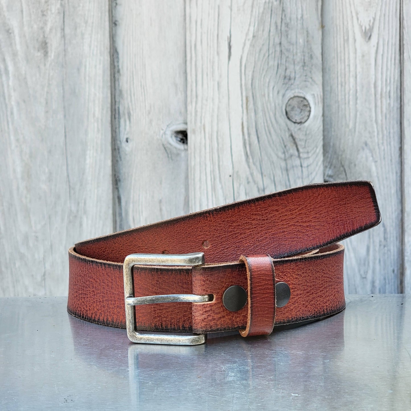 The Canyon Belt - Tan Women's Leather Belt with Charred Edges