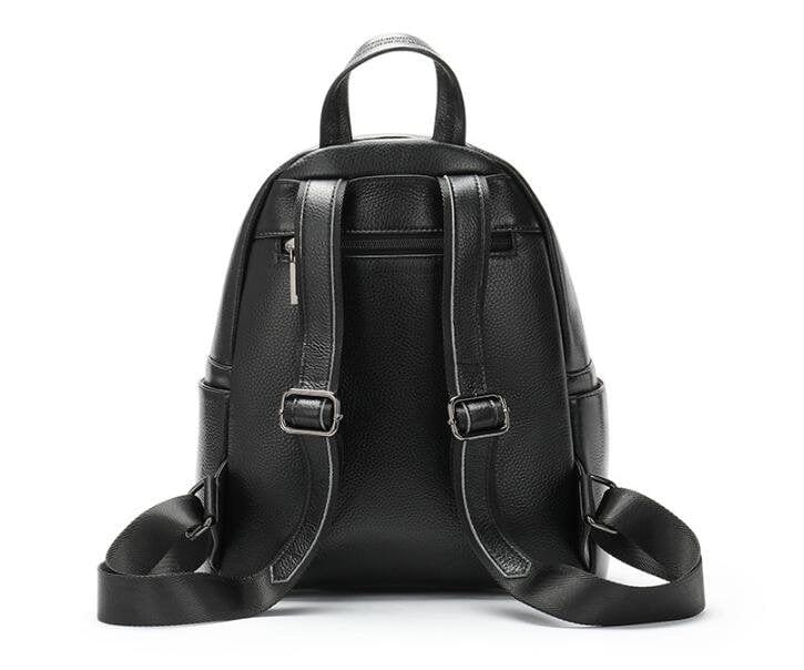 Womens Small Black Leather Backpack Purse Bag