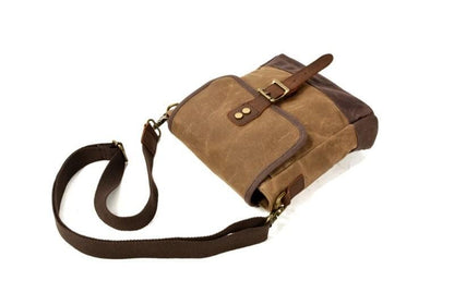 Waxed Canvas Messenger Bag Leather Shoulder Briefcase
