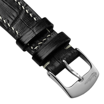 Arnm Handgefertigtes Kalbsleder-Armband mit Alligator-Design in Schwarz