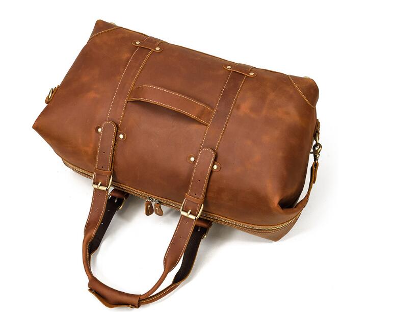 Weekend Zippered Men's Leather Duffle Bag