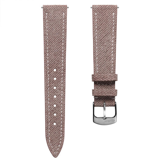 Arbour Handgenähte Denim-Design Echtes Leder Uhrenarmband - Quartz Rosa