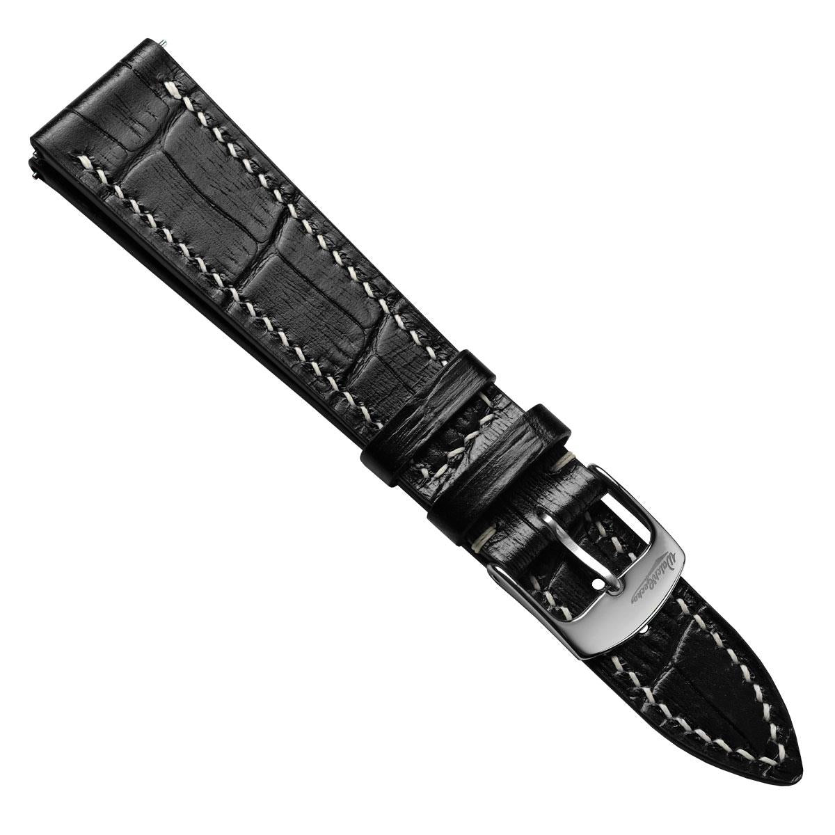 Arnm Handgefertigtes Kalbsleder-Armband mit Alligator-Design in Schwarz