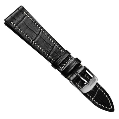 Arnm Handgefertigtes Kalbsleder-Armband mit Alligator-Design in Schwarz