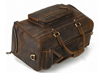 Weekender Leather Mens Duffle Travel Wheel Bag