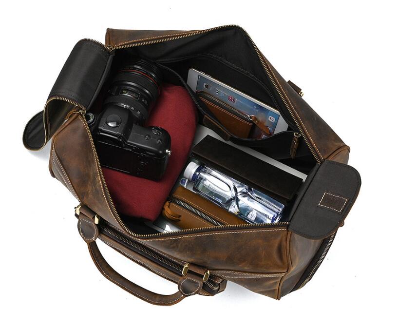 Weekender Leather Mens Duffle Travel Wheel Bag