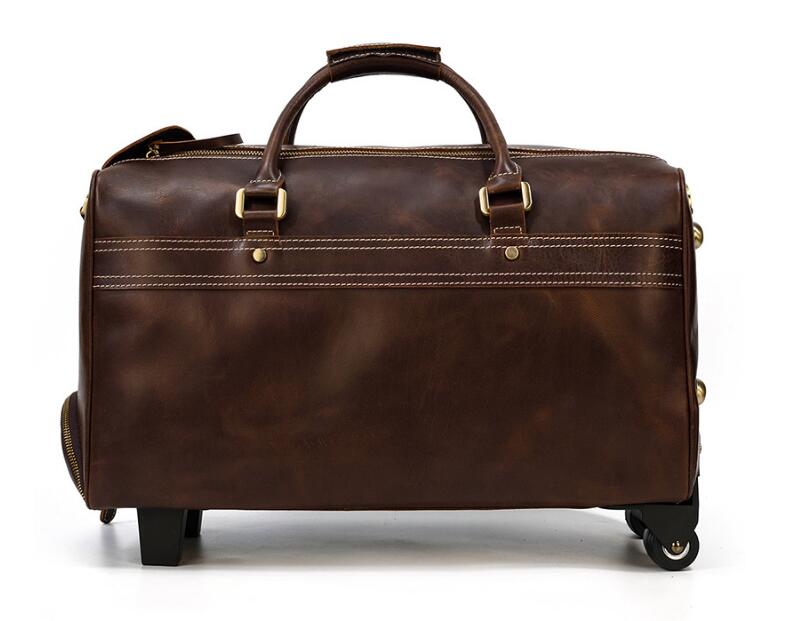Weekender Leather Mens Duffle Travel Wheel Bag