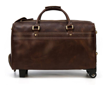Weekender Leather Mens Duffle Travel Wheel Bag