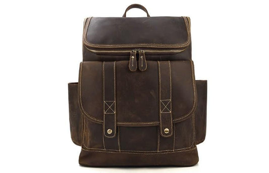 Baffalo Brown Leather Work Backpack Purse Rucksack