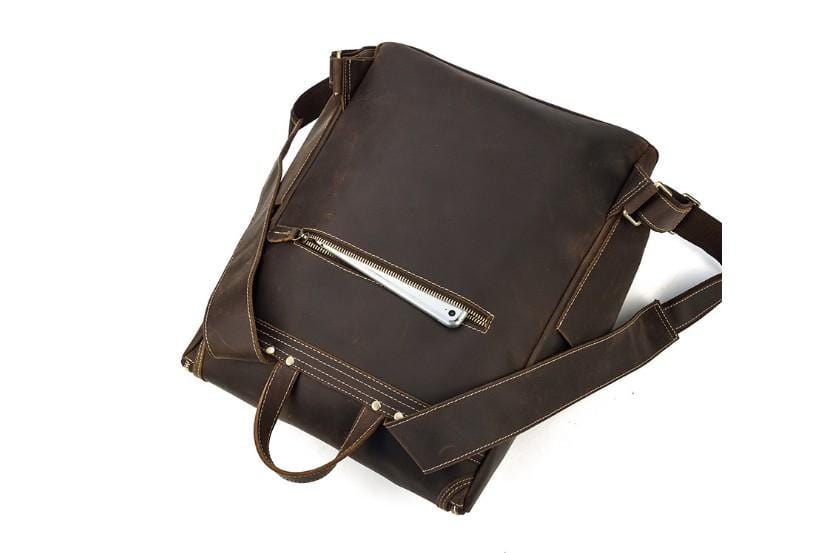 Baffalo Brown Leather Work Backpack Purse Rucksack