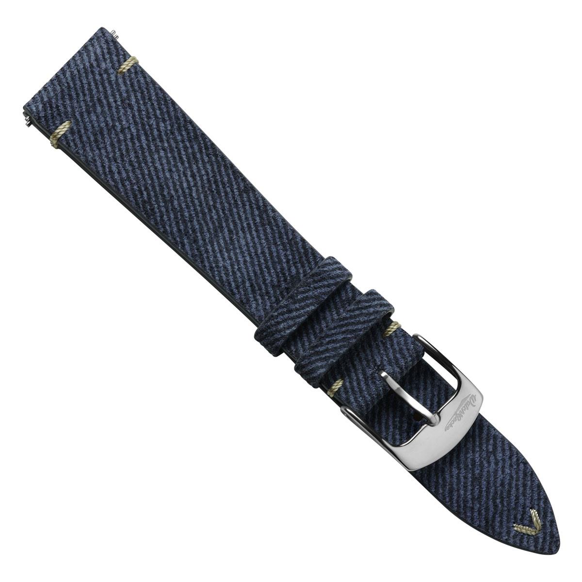 Arbour V-Stitch Denim Design Echtes Leder Uhrenarmband - Marineblau