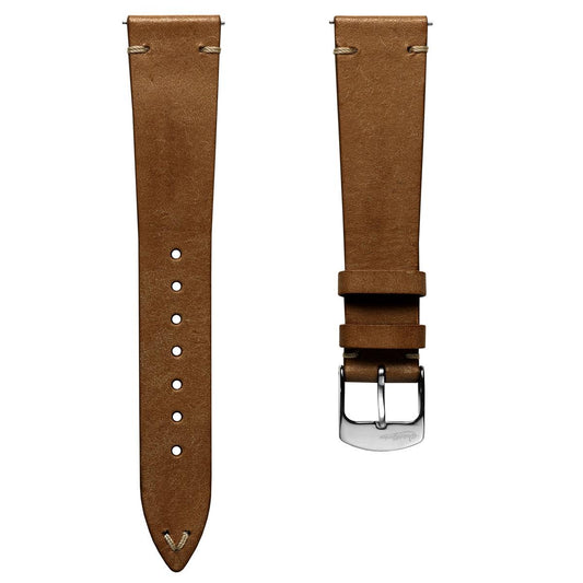 Badalassi Carlo Pueblo V-Stitch Genuine Italian Leather Watch Strap - Light Brown
