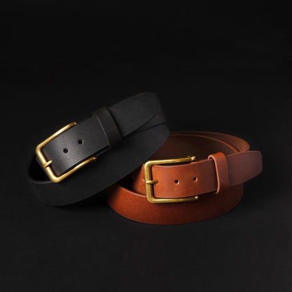 The Alchemist Belt - Brown Leather Belt With Gold-Tone Buckle