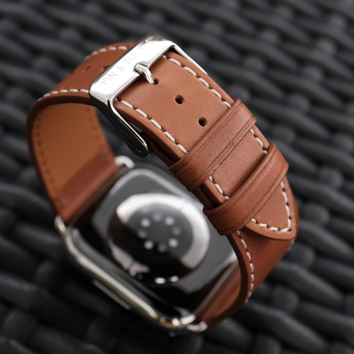 Bande en cuir de luxe pour Apple Watch - Élégance intemporelle en brun tan