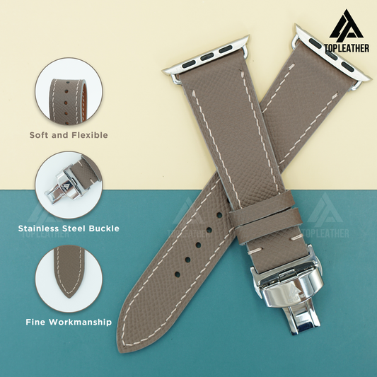 Watch Strap Epsom Leather for Apple Watch, Samsung Galaxy Watch, Mechanical Watch - Grey EP2208