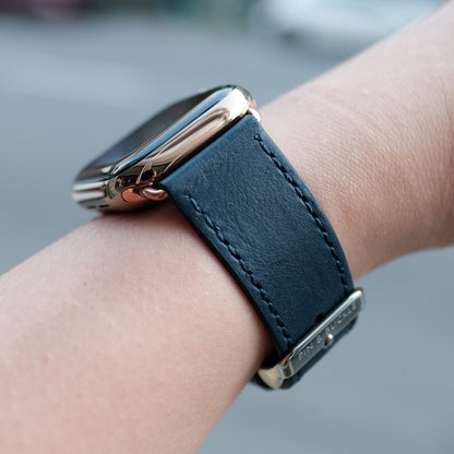 Band für Apple Watch aus edlem Leder – Cobalt Blau, stilvoll und bequem
