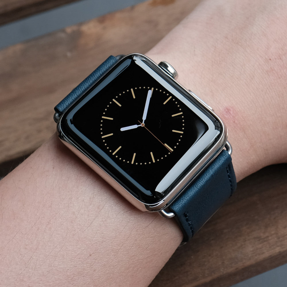 Band für Apple Watch aus edlem Leder – Cobalt Blau, stilvoll und bequem