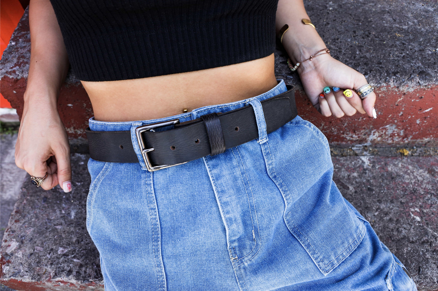 The Canyon Belt - Tan Women's Leather Belt with Charred Edges