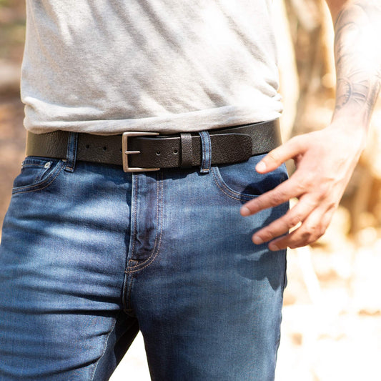 The Maverick Belt - Extra Thick 100% American Pebble Grain Bison Leather Belt