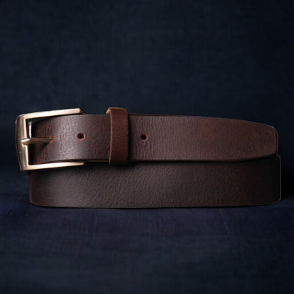 The Crest Belt - Slim Black 100% Full-Grain Leather Belt
