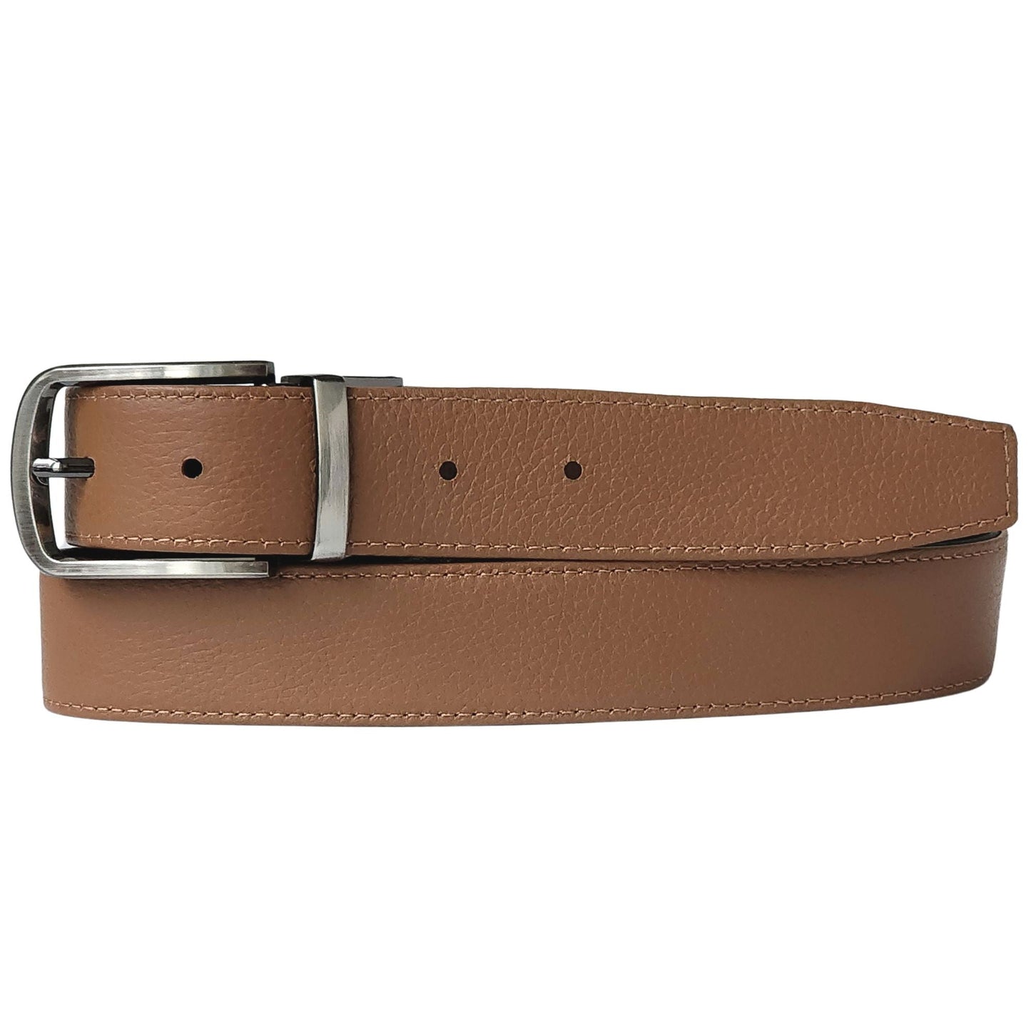 The Harvey Dent Belt - Reversible Stitched Full-Grain Pebbled Leather Belt