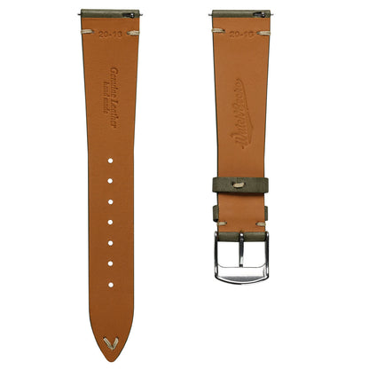 Badalassi Carlo Pueblo V-Stitch Genuine Italian Leather Watch Strap - Ash Green