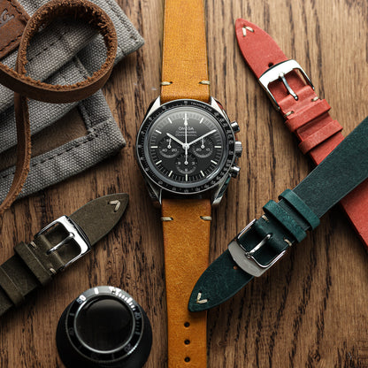 Badalassi Carlo Pueblo V-Stitch Genuine Italian Leather Watch Strap - Vintage Gold