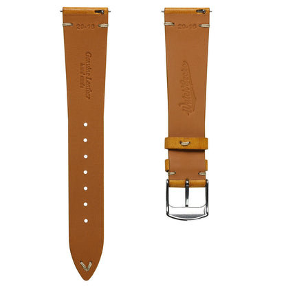 Badalassi Carlo Pueblo V-Stitch Genuine Italian Leather Watch Strap - Vintage Gold