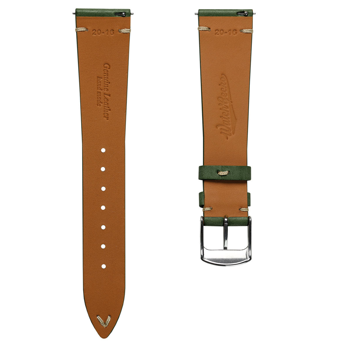 Badalassi Carlo Pueblo V-Stitch Genuine Italian Leather Watch Strap - Earth Green