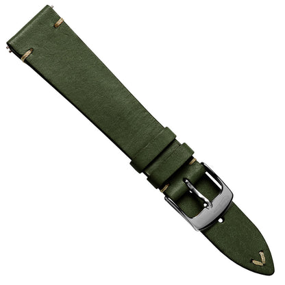Badalassi Carlo Pueblo V-Stitch Genuine Italian Leather Watch Strap - Earth Green