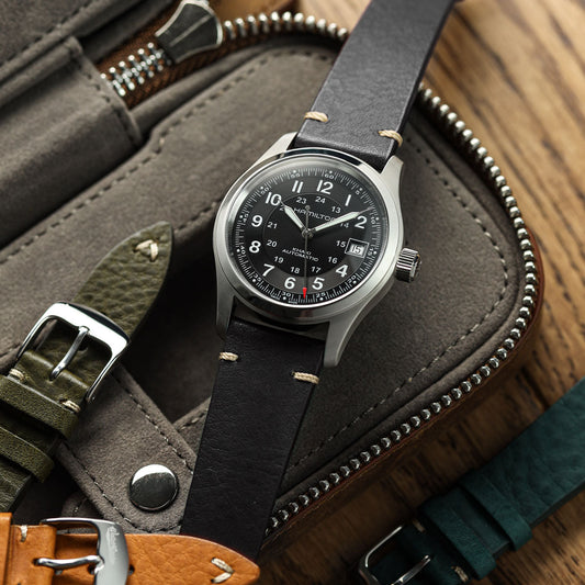 Badalassi Carlo Minerva Box Genuine Leather Watch Strap - Black