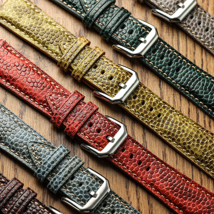 Adassa-Gel padded Lederarmband für Uhren - Kaviar-Oxblood-Rot