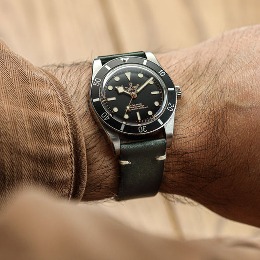 WatchGecko Oakley V-Stitch Hand-Painted Watch Strap - Forest Green