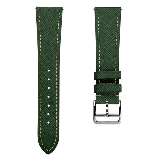 Brème Brixham en cuir saffiano avec boucle Jasper Vert - Bracelet de montre élégant