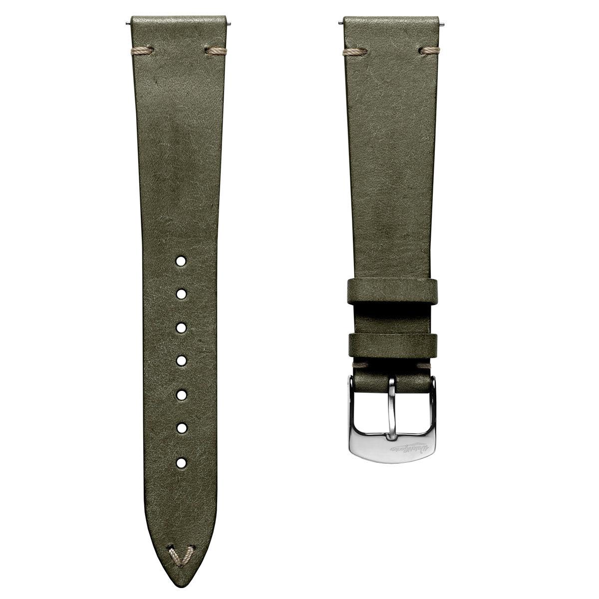 Badalassi Carlo Pueblo V-Stitch Genuine Italian Leather Watch Strap - Ash Green