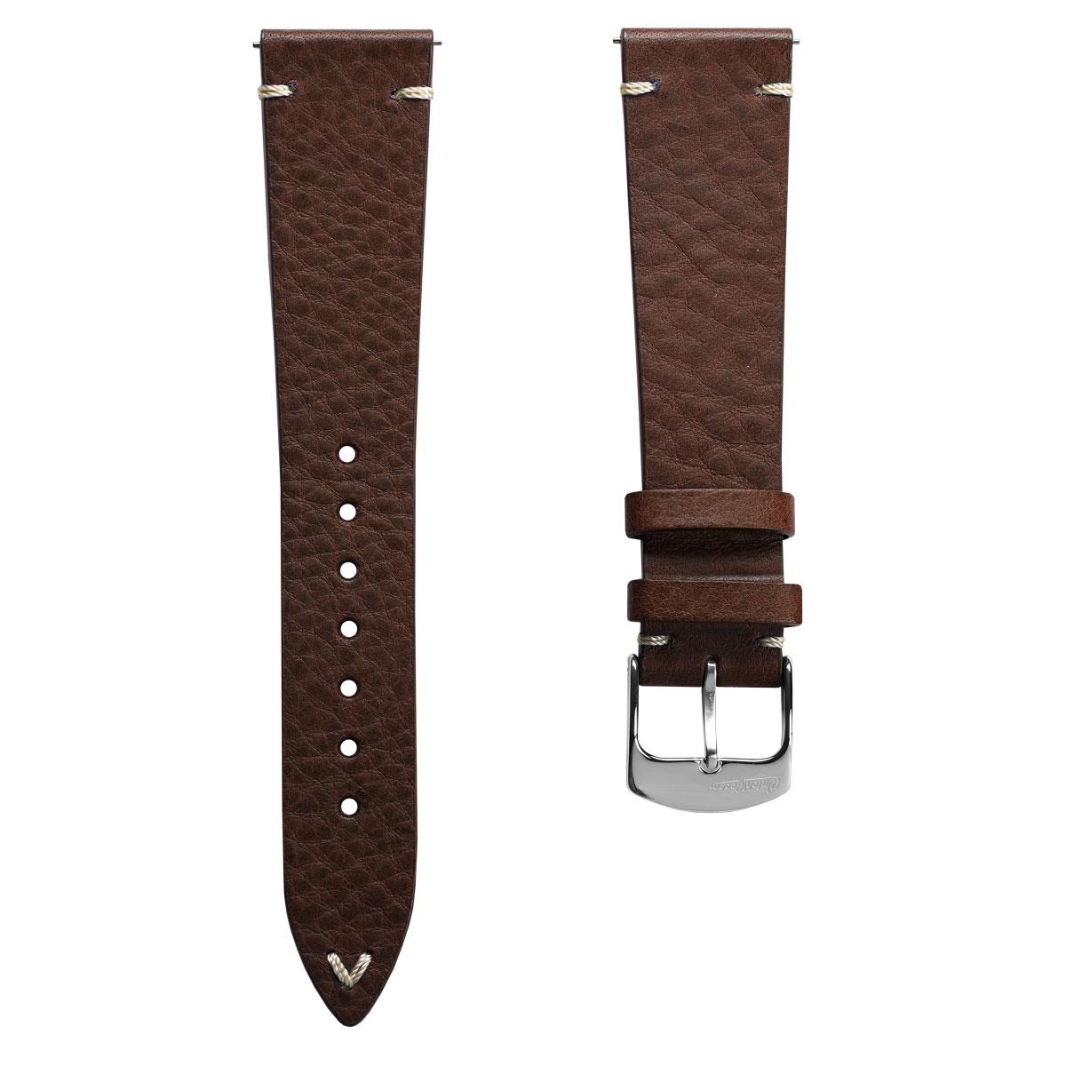 Badalassi Carlo Minerva Box Genuine Leather Watch Strap - Chocolate Brown